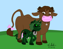 Size: 1333x1053 | Tagged: safe, artist:luckster, derpibooru import, cow, cow pony, alicorn cow, corruption of champions, ponified, udder