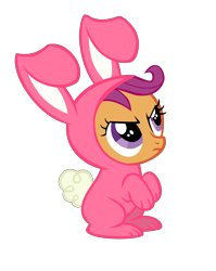 Size: 3000x3771 | Tagged: safe, artist:bronyboy, derpibooru import, scootaloo, pony, rabbit, bunny costume, bunnyloo, clothes, female, filly, high res, simple background, solo, transparent background, vector