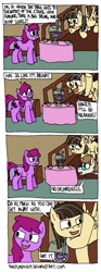 Size: 900x2424 | Tagged: safe, artist:timsplosion, derpibooru import, berry punch, berryshine, wild fire, oc, oc:jayson thiessen, earth pony, pegasus, pony, behind the scenes, comic, jayson thiessen, sibsy