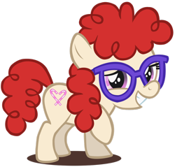 Size: 900x859 | Tagged: safe, artist:ronaldhennessy, derpibooru import, twist, call of the cutie, filly, glasses, sheepish, simple background, solo, transparent background, vector