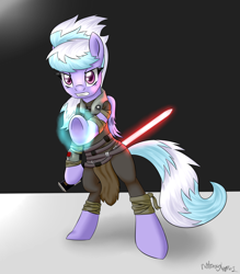 Size: 1522x1738 | Tagged: safe, artist:notenoughapples, cloudchaser, pony, bipedal, clothes, crossover, lightsaber, looking at you, sith, solo, star wars, starkiller, the force unleashed