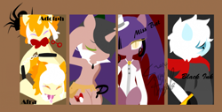 Size: 800x407 | Tagged: safe, artist:snow angel, oc, oc only, oc:black ink, oc:miss bat, oc:p, pixiv