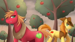 Size: 1024x576 | Tagged: safe, artist:jinzhan, derpibooru import, big macintosh, braeburn, earth pony, pony, male, stallion