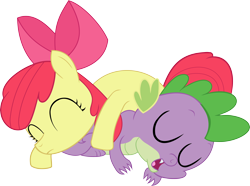 Size: 5000x3717 | Tagged: safe, artist:dtcx97, derpibooru import, apple bloom, spike, dragon, applelove, cute, female, male, shipping, simple background, spikebloom, spikelove, straight, transparent background, vector