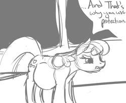 Size: 1086x890 | Tagged: safe, artist:patch, cheerilee, earth pony, pony, belly, grumpy, monochrome, pregnant, sex education, sketch, solo, unwanted pregnancy