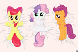 Size: 1929x1278 | Tagged: safe, artist:fromamida, apple bloom, scootaloo, sweetie belle, belly button, cutie mark crusaders