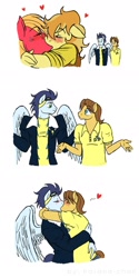 Size: 960x1920 | Tagged: safe, artist:hasana-chan, big macintosh, braeburn, caramel, soarin', anthro, applecest, blushing, braemac, gay, hand, heart, incest, kissing, male, shipping, shrug, soarinmel