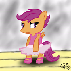 Size: 2300x2300 | Tagged: safe, artist:wonder-waffle, scootaloo, pony, ballerina, female, high res, solo