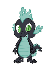 Size: 641x900 | Tagged: safe, artist:averagedraw, spike, changeling, changelingified, species swap