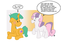 Size: 927x684 | Tagged: safe, artist:inkypaws-productions, snails, sweetie belle, female, male, shellbelle, shipping, straight