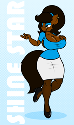 Size: 700x1181 | Tagged: safe, artist:stunnerpone, oc, oc only, oc:shine star, anthro, clothes, earring, skirt