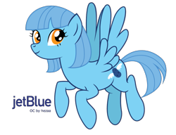 Size: 951x731 | Tagged: dead source, safe, artist:hezaa, oc, oc only, oc:jet stream, pegasus, pony, airline, female, jetblue, mare, mascot, ponified, solo