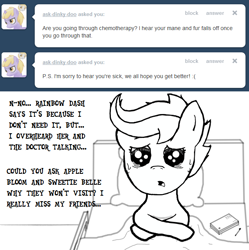 Size: 638x640 | Tagged: safe, artist:coolstorybrony, scootaloo, 3ds, ask, cancer (disease), crying, hospital, sad, scootaleukemia, tumblr