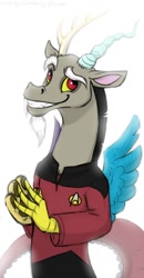 Size: 534x1024 | Tagged: safe, artist:spiggy-the-cat, derpibooru import, discord, q, star trek