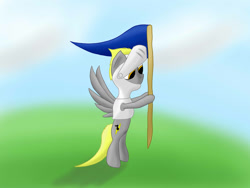 Size: 1600x1200 | Tagged: safe, artist:flashiest lightning, pegasus, pony, armor, fantasy class, fight, flag, knight, war, warrior