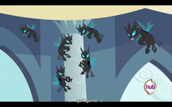 Size: 960x600 | Tagged: safe, derpibooru import, screencap, changeling, a canterlot wedding, youtube caption