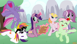 Size: 2136x1220 | Tagged: safe, artist:marydrawsxanimash, kimono, minty, starsong, sunny daze (g3), toola roola, wysteria, g3, alternate mane six, g3 to g4, generation leap, unicorn toola roola