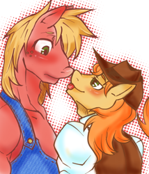 Size: 600x700 | Tagged: safe, artist:ayuuu0908, derpibooru import, big macintosh, braeburn, anthro, applecest, braemac, gay, incest, male, shipping