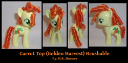 Size: 900x442 | Tagged: safe, artist:gryphyn-bloodheart, derpibooru import, carrot top, golden harvest, pony, brushable, custom, irl, photo, toy