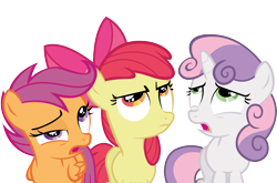 Size: 6854x4526 | Tagged: safe, artist:the-crusius, apple bloom, scootaloo, sweetie belle, absurd resolution, cutie mark crusaders, reaction image, simple background, transparent background, vector