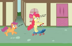 Size: 2261x1448 | Tagged: safe, artist:doddyj, derpibooru import, apple bloom, scootaloo, scooter