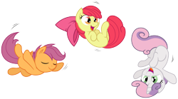 Size: 4994x2776 | Tagged: safe, artist:joey darkmeat, artist:zutheskunk traces, derpibooru import, apple bloom, scootaloo, sweetie belle, cutie mark crusaders, vector, vector trace