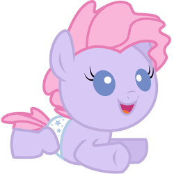 Size: 1500x1500 | Tagged: safe, artist:sunley, derpibooru import, ember (g1), pony, g1, g4, baby, button eyes, diaper, female, filly, foal, g1 to g4, generation leap, simple background, solo, transparent background, vector, younger