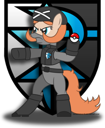 Size: 6000x7270 | Tagged: safe, artist:gray--day, pony, absurd resolution, bipedal, clothes, crossover, pokéball, pokémon, ponified, team plasma