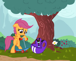 Size: 800x649 | Tagged: safe, artist:bronycurious, scootaloo, pegasus, pony, cat bush, female, sisterhooves slighted, solo