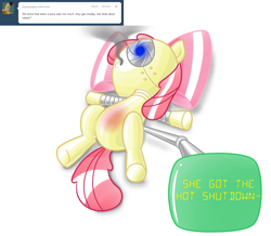 Size: 1280x1116 | Tagged: safe, artist:ls820720, derpibooru import, apple bloom, robot, apple bloom bot, ask, ask apple bloom bot, blue screen of death, overheated, tumblr