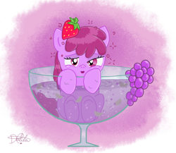 Size: 1890x1637 | Tagged: safe, artist:dalilastar, derpibooru import, berry punch, berryshine, drunk, filly, punch bowl