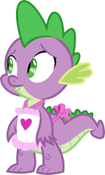 Size: 3900x6500 | Tagged: safe, artist:flizzick, derpibooru import, spike, dragon, apron, clothes, naked apron, simple background, solo, transparent background, vector