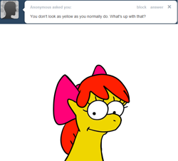 Size: 630x570 | Tagged: safe, derpibooru import, apple bloom, ask, ask appa blume, the simpsons, tumblr