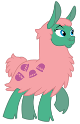 Size: 900x1400 | Tagged: safe, artist:sunley, derpibooru import, llama, g1, g4, cha cha, cloven hooves, g1 to g4, generation leap, raised hoof, simple background, solo, transparent background