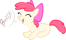 Size: 692x422 | Tagged: safe, derpibooru import, apple bloom, earth pony, apple bloom's bow, ask appa blume, female, filly, hair bow, red mane, yellow coat