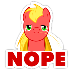 Size: 375x360 | Tagged: safe, derpibooru import, big macintosh, earth pony, pony, male, nope, reaction image, stallion