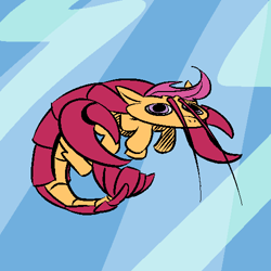 Size: 500x500 | Tagged: safe, artist:atmoatatpart3randomstarwarstitle, derpibooru import, scootaloo, lobster, antennae, female, simple background, solo, species swap