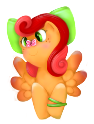 Size: 400x526 | Tagged: safe, artist:xiao668, derpibooru import, oc, oc only, oc:peachy feathers, pegasus, pony, bow