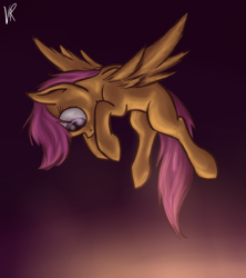 Size: 800x900 | Tagged: safe, artist:nos-talgia, scootaloo, pegasus, female, filly, orange coat, purple mane, solo