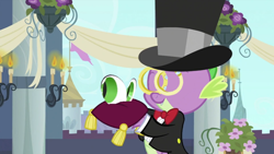 Size: 640x360 | Tagged: safe, artist:capnpea, derpibooru import, edit, edited screencap, screencap, spike, dragon, a canterlot wedding, eyes, face swap, fimbriae, ring, solo, wat