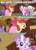 Size: 490x688 | Tagged: safe, derpibooru import, edit, edited screencap, screencap, apple bloom, diamond tiara, silver spoon, call of the cutie, comeback, glasses, shocked, winnie the pooh