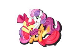 Size: 2100x1495 | Tagged: safe, artist:fireecho, apple bloom, scootaloo, sweetie belle, cute, cutie mark crusaders, hoof tickling, hooves, tickling