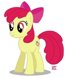 Size: 734x858 | Tagged: safe, artist:glamourkat, apple bloom, earth pony, apple bloom's bow, female, filly, hair bow, older, red mane, yellow coat