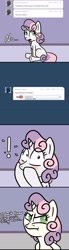 Size: 1280x4652 | Tagged: safe, artist:waywardtrail, artist:zestyoranges, derpibooru import, sweetie belle, ask, ask ecstatic rarity, blushing, tumblr, youtube