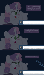 Size: 1280x2180 | Tagged: safe, artist:dtcx97, sweetie belle, ask, ask post-crusade, hospital, post-crusade, sick, snoring, tumblr