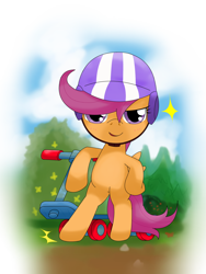 Size: 1050x1400 | Tagged: safe, artist:hoyeechun, derpibooru import, scootaloo, pony, scooter, solo, swag