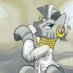 Size: 675x675 | Tagged: safe, artist:hobbes-maxwell, zecora, zebra, bed mane, female, mare, solo