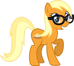 Size: 1024x917 | Tagged: safe, artist:daringdashie, derpibooru import, apple cobbler, earth pony, pony, apple family member, background pony, female, glasses, mare, raised hoof, simple background, solo, transparent background