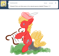 Size: 666x638 | Tagged: safe, artist:ask-the-fantasy-ponies, derpibooru import, ask, bard, edward chris von muir, final fantasy, final fantasy iv, harp, musical instrument, ponified, spoony bard, tumblr