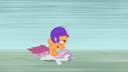 Size: 640x360 | Tagged: safe, artist:capnpea, edit, scootaloo, sweetie belle, faceplant